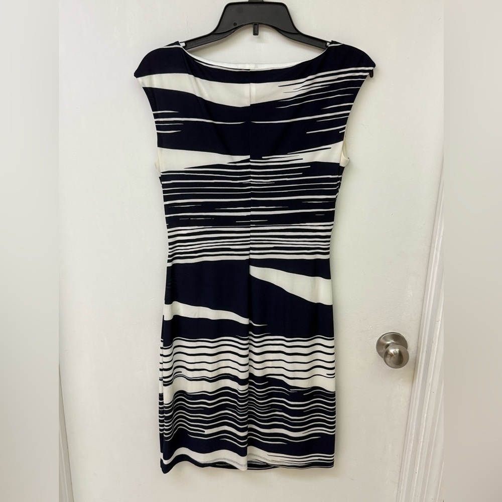 Ralph Lauren Black and White Patterned Midi Dress Size 6 - Picture 4 of 5